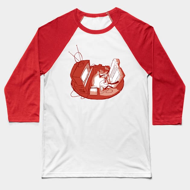U Playin' Yaself (Red) Baseball T-Shirt by SketchBravo